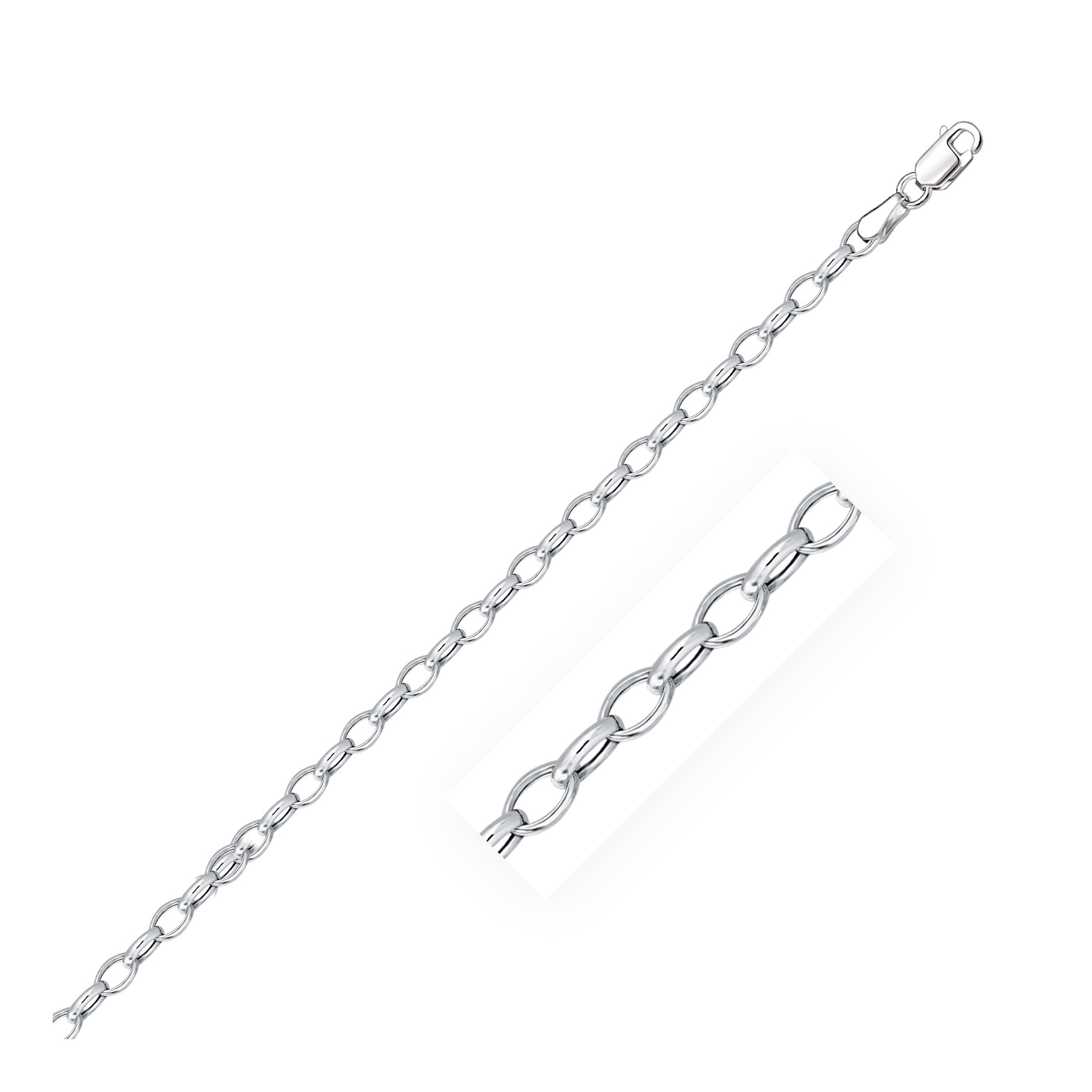 3.2mm 14k White Gold Oval Rolo Chain (3.20 mm) | 18''