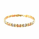 14k Tri-Color Gold Fancy Satin Heart Line Bracelet (6.35 mm) | 7.25'' - Forever in Harmony