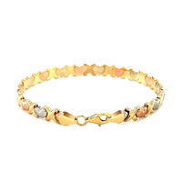 14k Tri-Color Gold Fancy Satin Heart Line Bracelet (6.35 mm) | 7.25'' - Forever in Harmony