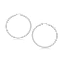 14k White Gold Polished Hoop Earrings (3x30mm) - Forever in Harmony