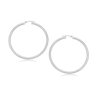 14k White Gold Polished Hoop Earrings (3x30mm) - Forever in Harmony