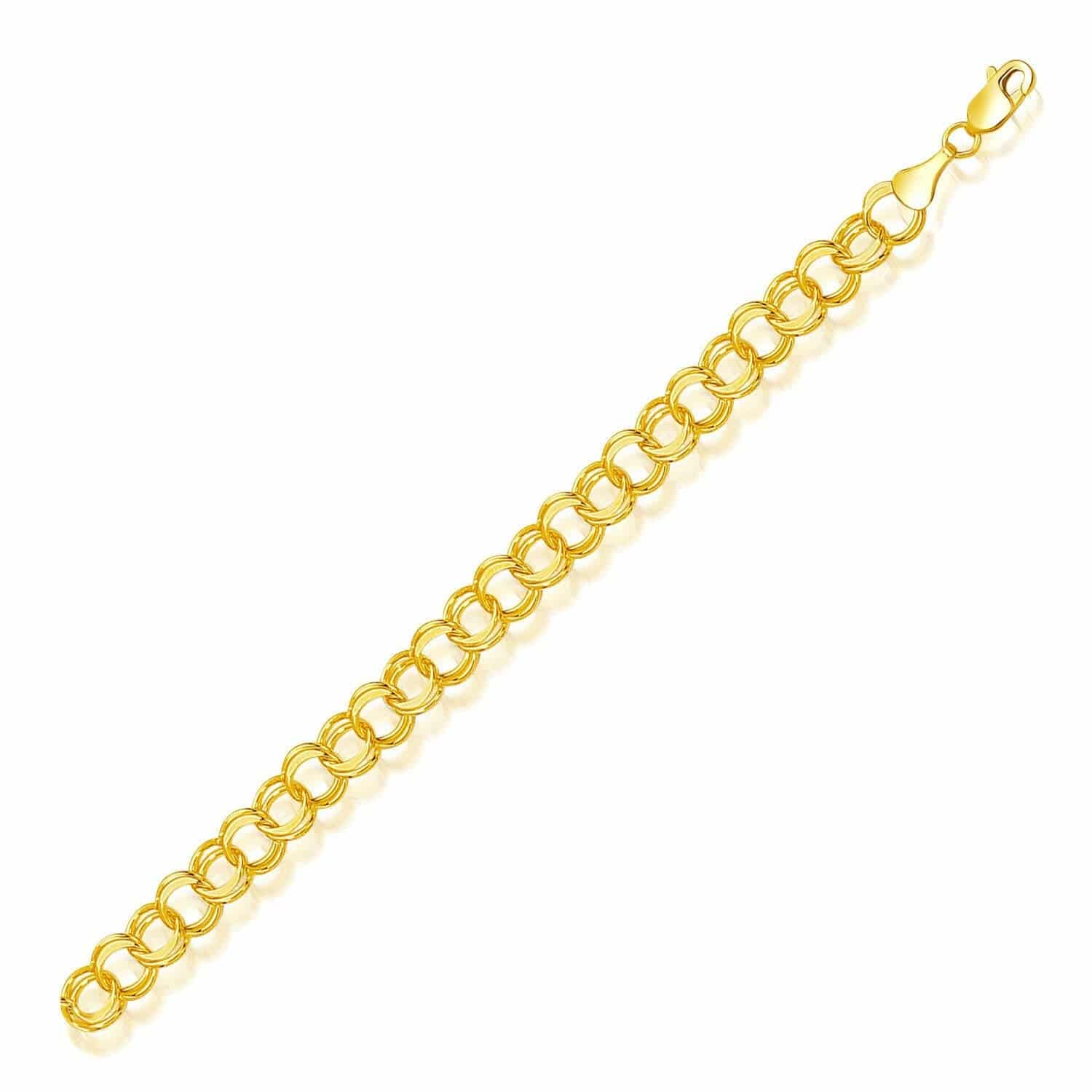 14k Yellow Gold Solid Double Link Charm Bracelet (7.00 mm) |