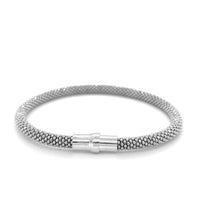 Sterling Silver Rhodium Plated Popcorn Motif Bangle (4.80 mm) | - Forever in Harmony