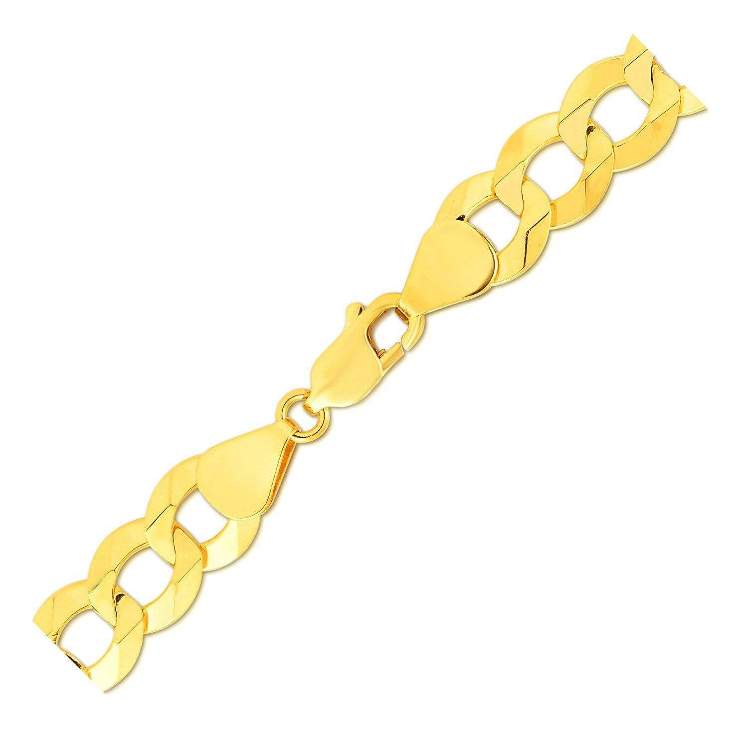 14k Yellow Gold Solid Curb Bracelet (10.00 mm) | - Forever in Harmony