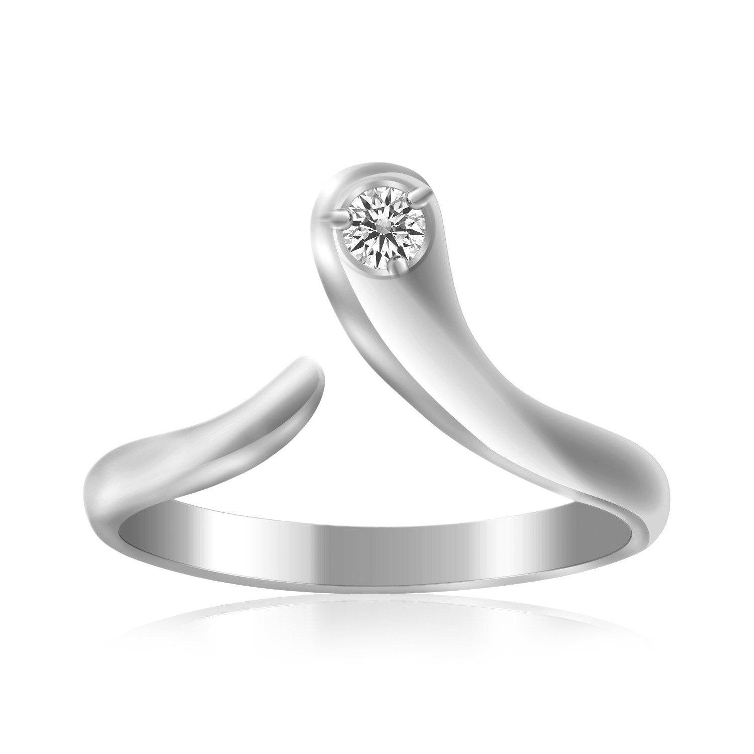 Sterling Silver Rhodium Plated White Cubic Zirconia Accented Shiny Toe Ring - Forever in Harmony