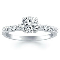 14k White Gold Shared Prong Diamond Band Accent Engagement Ring - Forever in Harmony