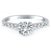 14k White Gold Shared Prong Diamond Band Accent Engagement Ring - Forever in Harmony