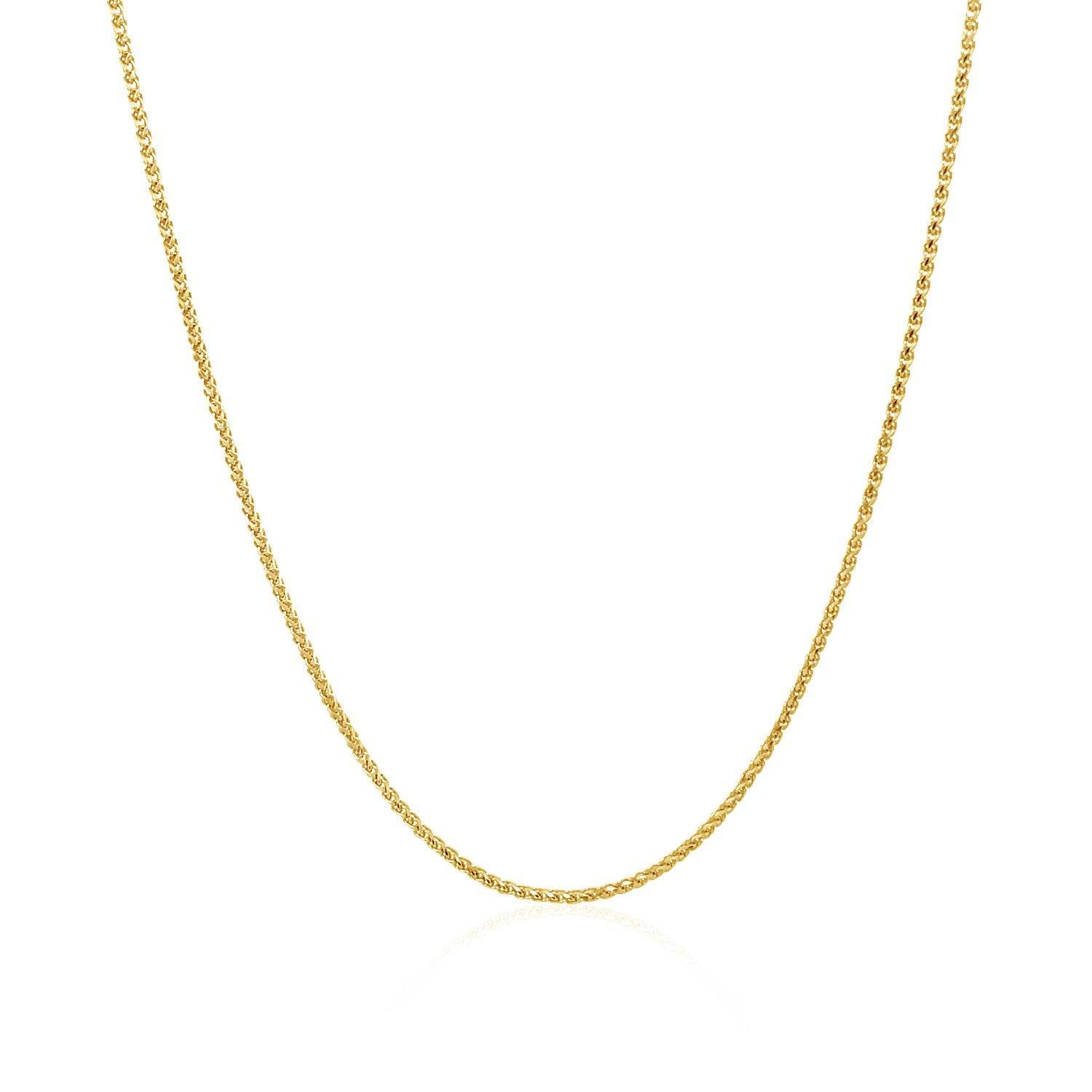 14k Yellow Gold Diamond Cut Round Wheat Chain (1.00 mm) | 16'' - Forever in Harmony