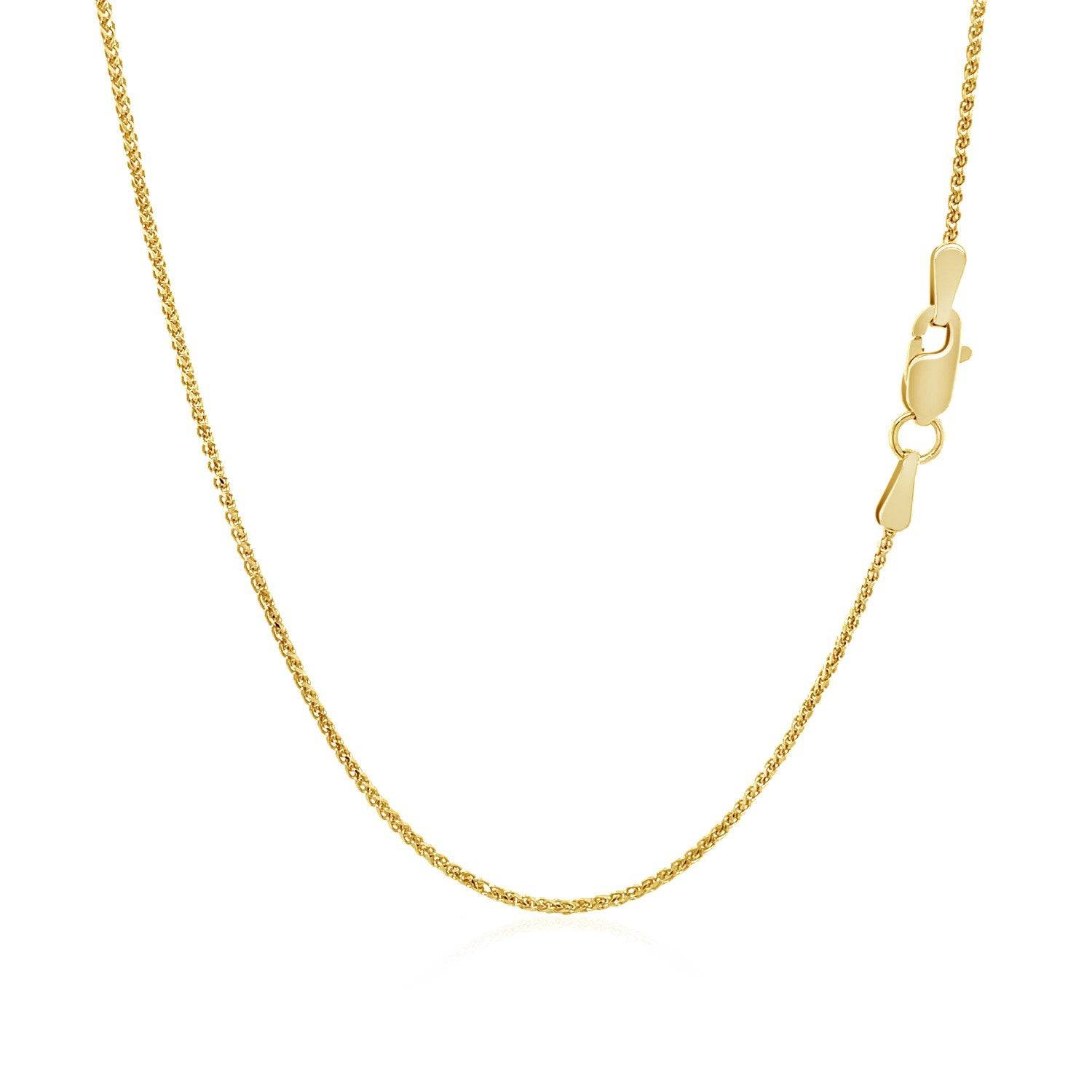 14k Yellow Gold Diamond Cut Round Wheat Chain (1.00 mm) | 16'' - Forever in Harmony