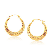 14k Yellow Gold Textured Graduated Twist Hoop Earrings - Forever in Harmony