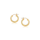 14k Yellow Gold Hoop Earring with Diamond-Cut Finish (3x20mm) - Forever in Harmony