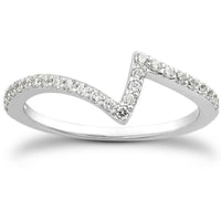 14k White Gold Fancy Zig Zag Pave Diamond Wedding Ring Band - Forever in Harmony