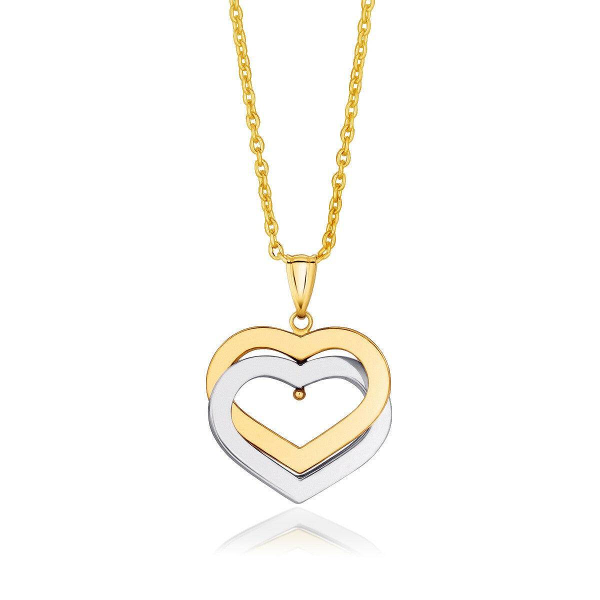 14k Two-Tone Gold Intertwined Hearts Pendant |