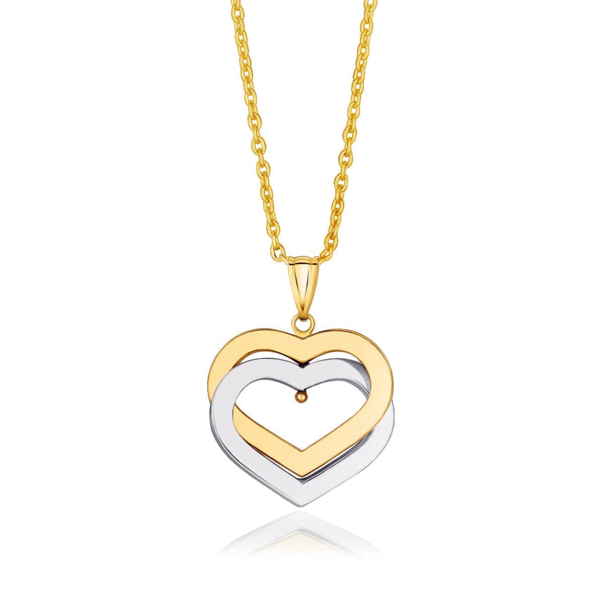 14k Two-Tone Gold Intertwined Hearts Pendant | 18