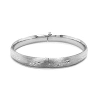 Classic Floral Carved Bangle in 14k White Gold (8.00 mm) | - Forever in Harmony