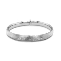 Classic Floral Carved Bangle in 14k White Gold (8.00 mm) | 7'' - Forever in Harmony