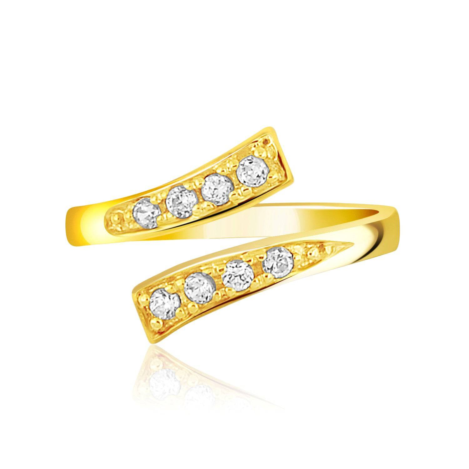 14k Yellow Gold Contemporary Cubic Zirconia Accented Toe Ring - Forever in Harmony