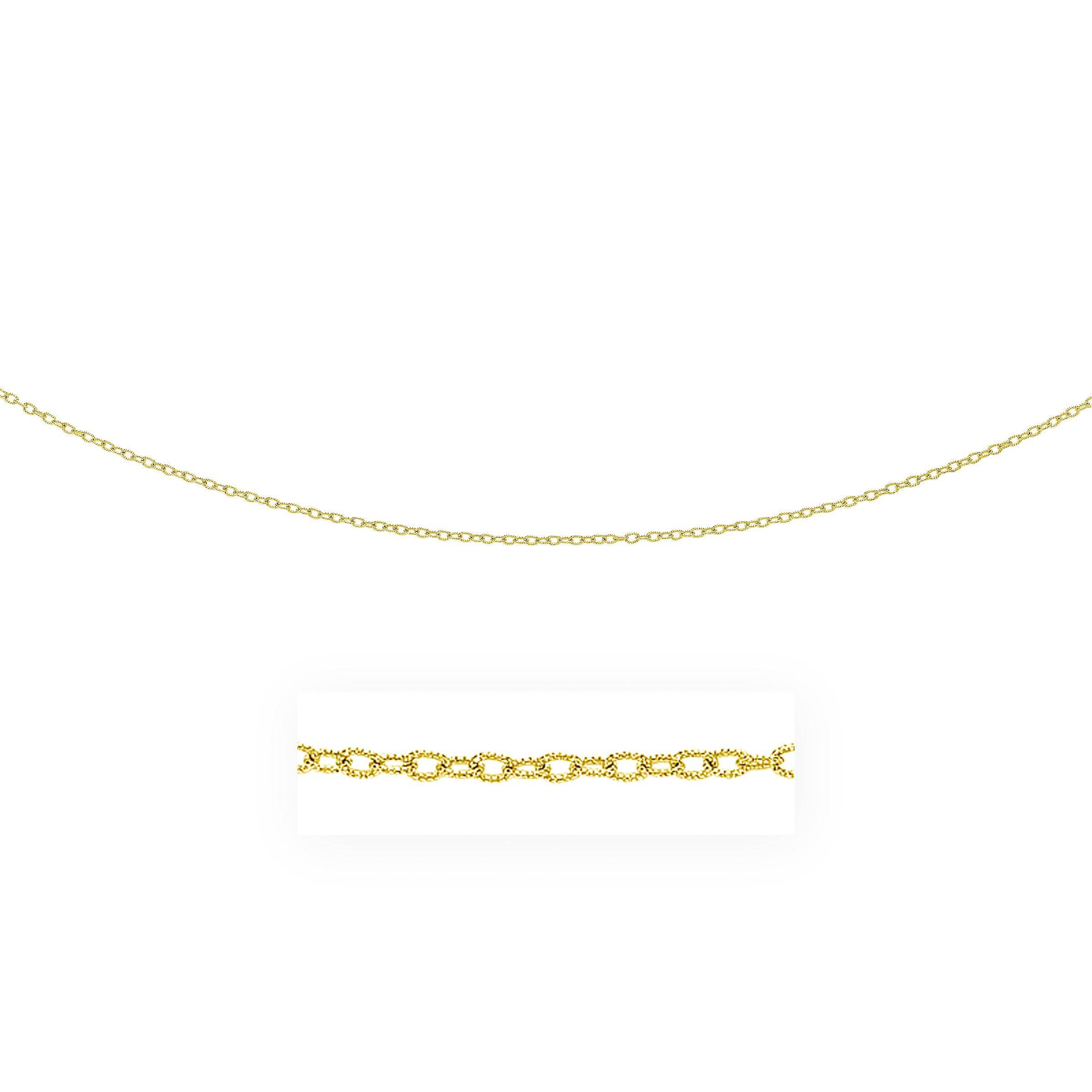 14k Yellow Gold Pendant Chain with Textured Links (2.50 mm) - Forever in Harmony