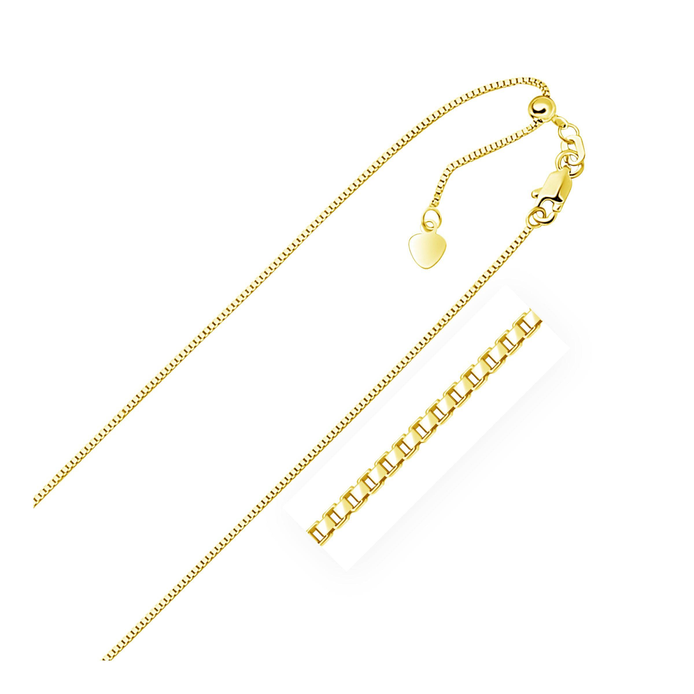 10k Yellow Gold Adjustable Box Chain (0.85 mm) - Forever in Harmony