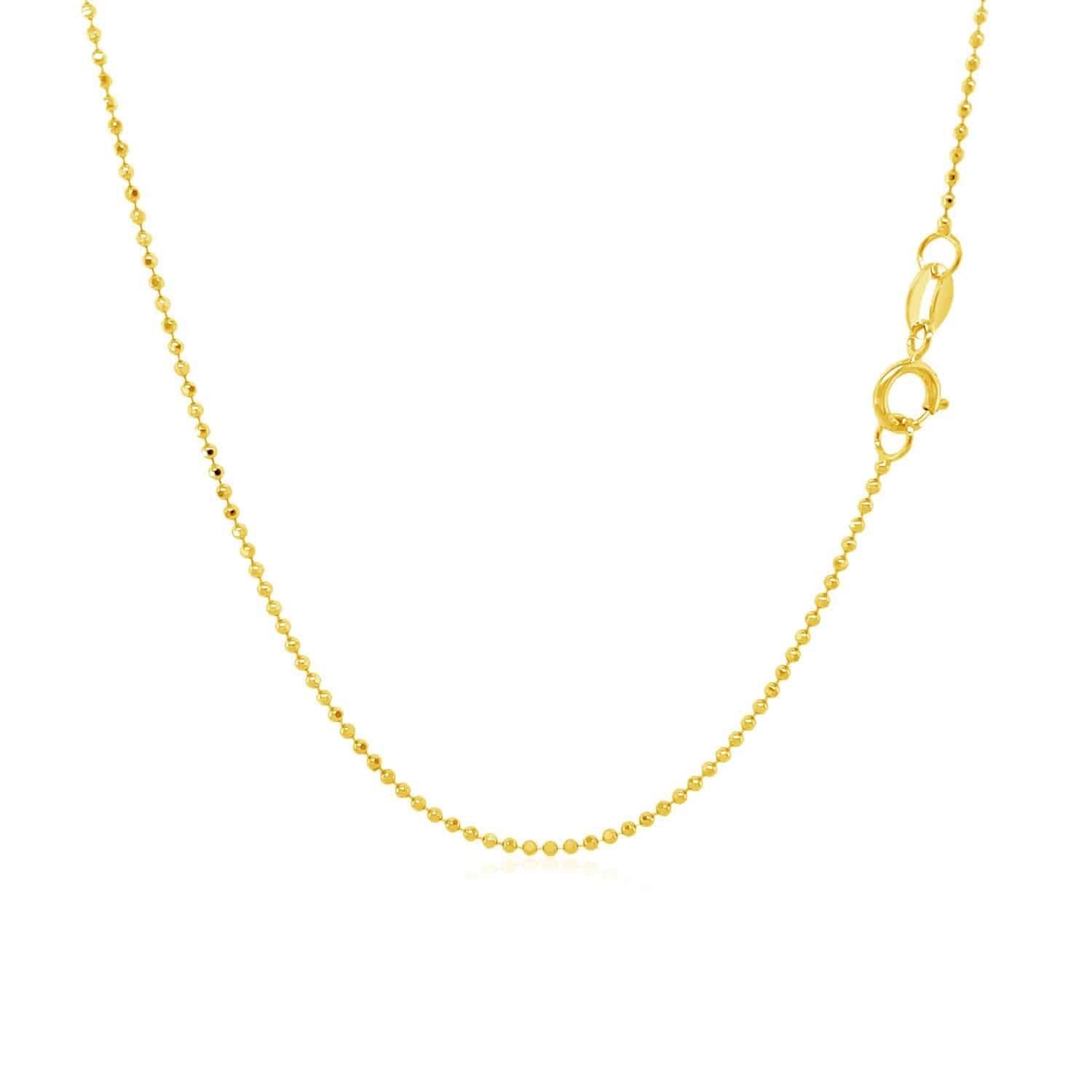 14k Yellow Gold Diamond-Cut Bead Chain (0.90 mm)