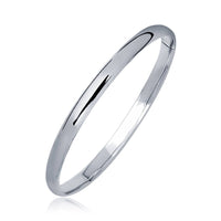 14k White Gold Dome Childrens Bangle with a Polished Finish (5.50 mm) | - Forever in Harmony