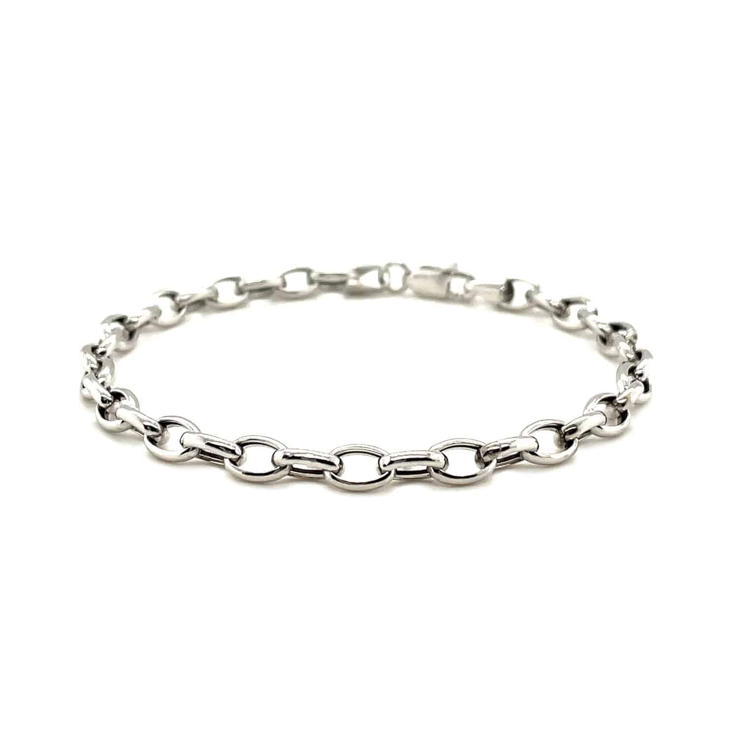 14k White Gold Oval Rolo Bracelet  (4.60 mm) | - Forever in Harmony