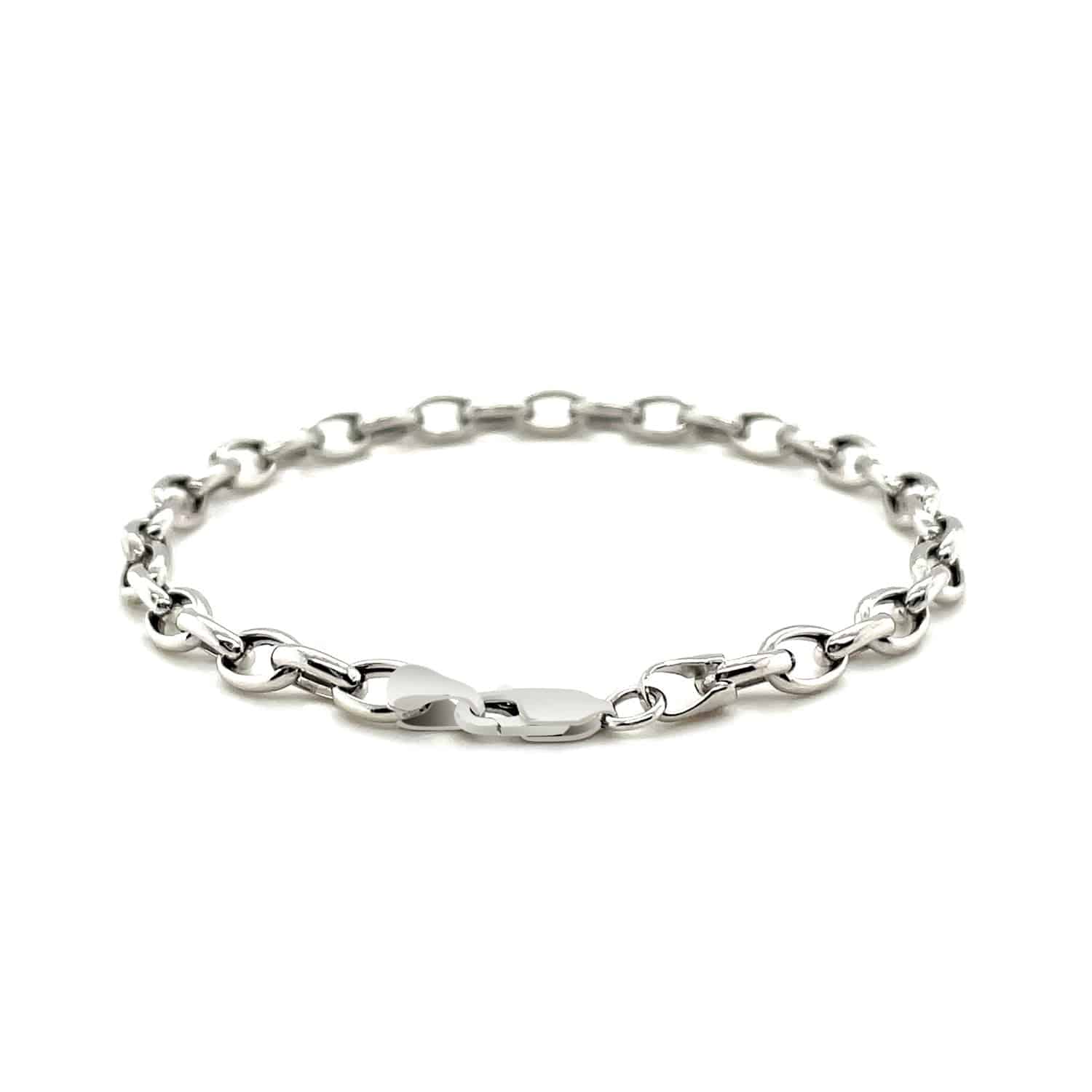 14k White Gold Oval Rolo Bracelet  (4.60 mm) | - Forever in Harmony