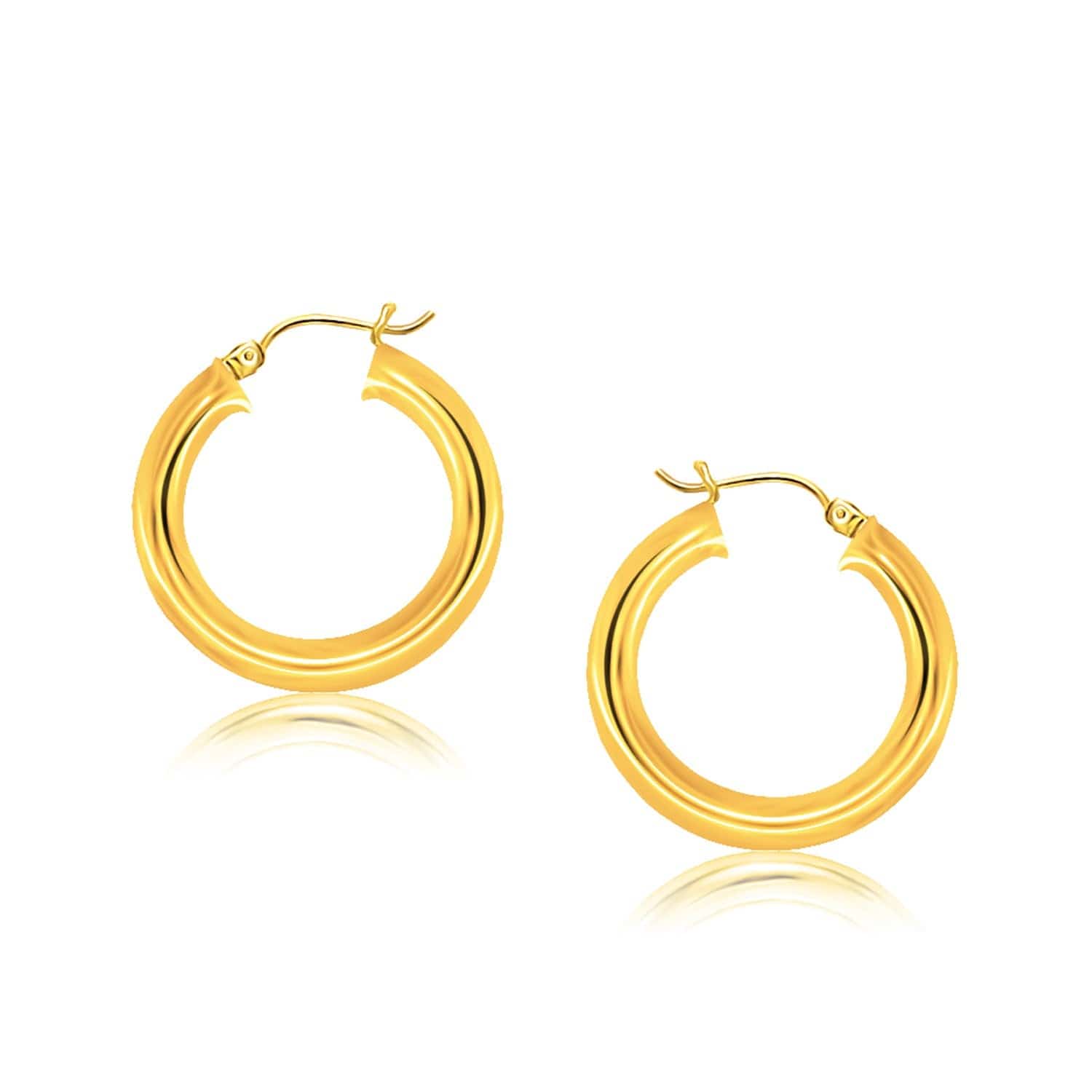 14k Yellow Gold Polished Hoop Earrings (5x30 mm) - Forever in Harmony