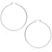 14k White Gold Polished Hoop Earrings (1.5x45mm) - Forever in Harmony