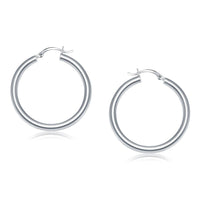 14k White Gold Polished Hoop Earrings (4x40mm) - Forever in Harmony