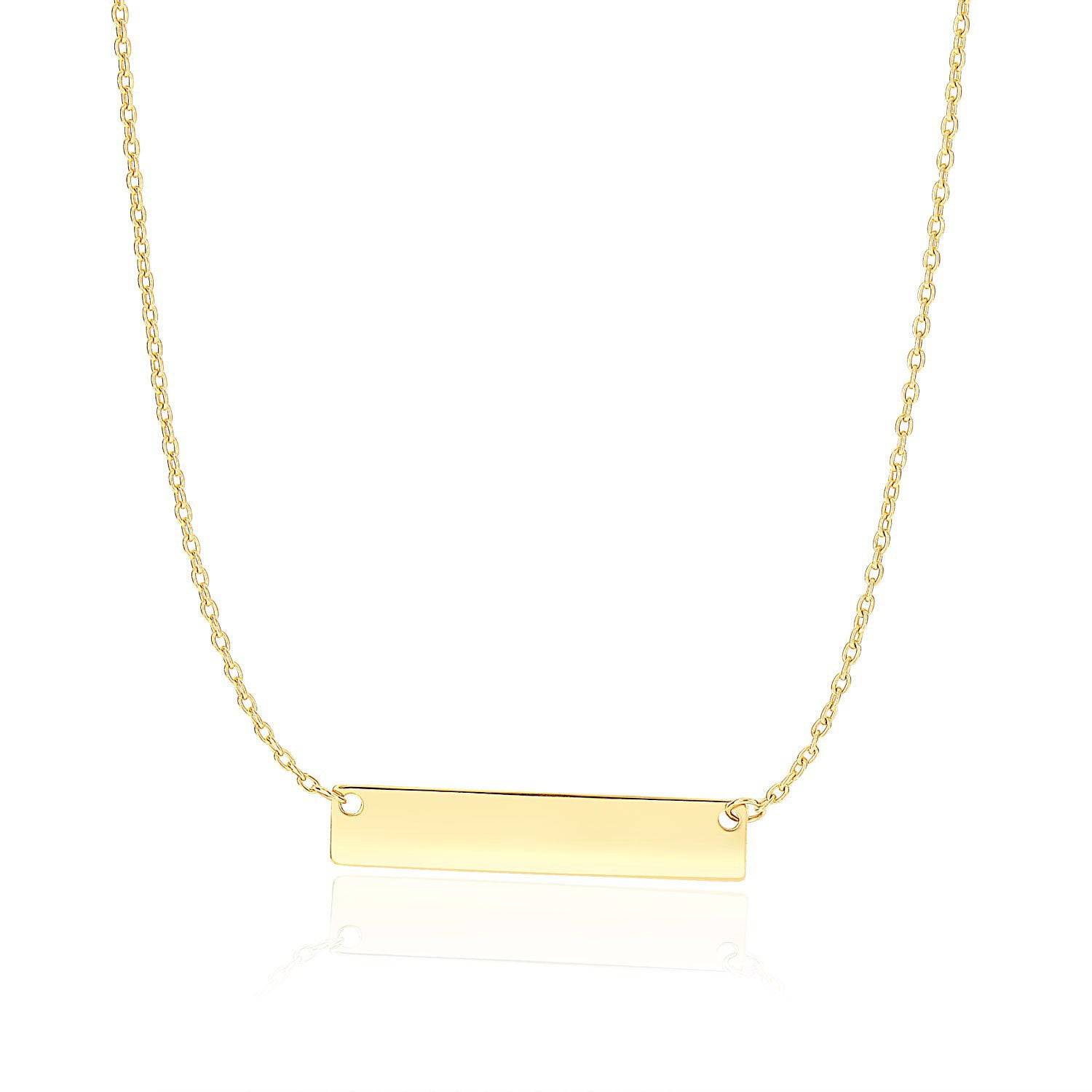 14k Yellow Gold Smooth Flat Horizontal Bar Style Necklace - Forever in Harmony