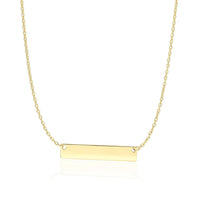 14k Yellow Gold Smooth Flat Horizontal Bar Style Necklace - Forever in Harmony