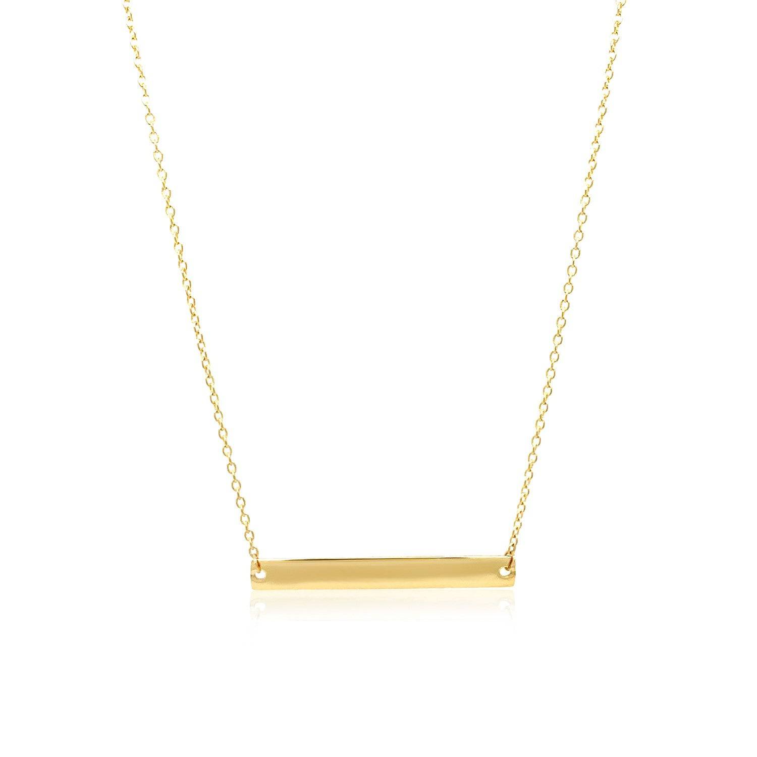 14k Yellow Gold Smooth Flat Horizontal Bar Style Necklace - Forever in Harmony