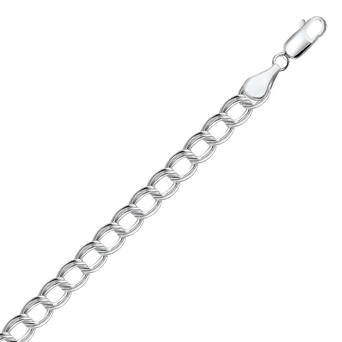 Sterling Silver Ridged Circular Chain Bracelet with Rhodium Plating (6.00 mm) |