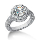 14k White gold Vintage Halo Diamond Semi-Mount - Forever in Harmony