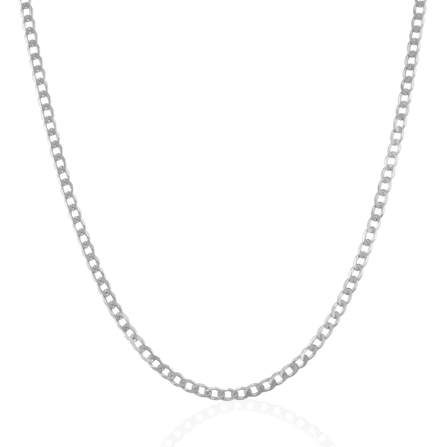 Rhodium Plated Sterling Silver Curb Style Chain (3.00 mm) - Forever in Harmony