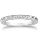 14k White Gold Pave Diamond Milgrain Wedding Ring Band Set 1/2 Around - Forever in Harmony