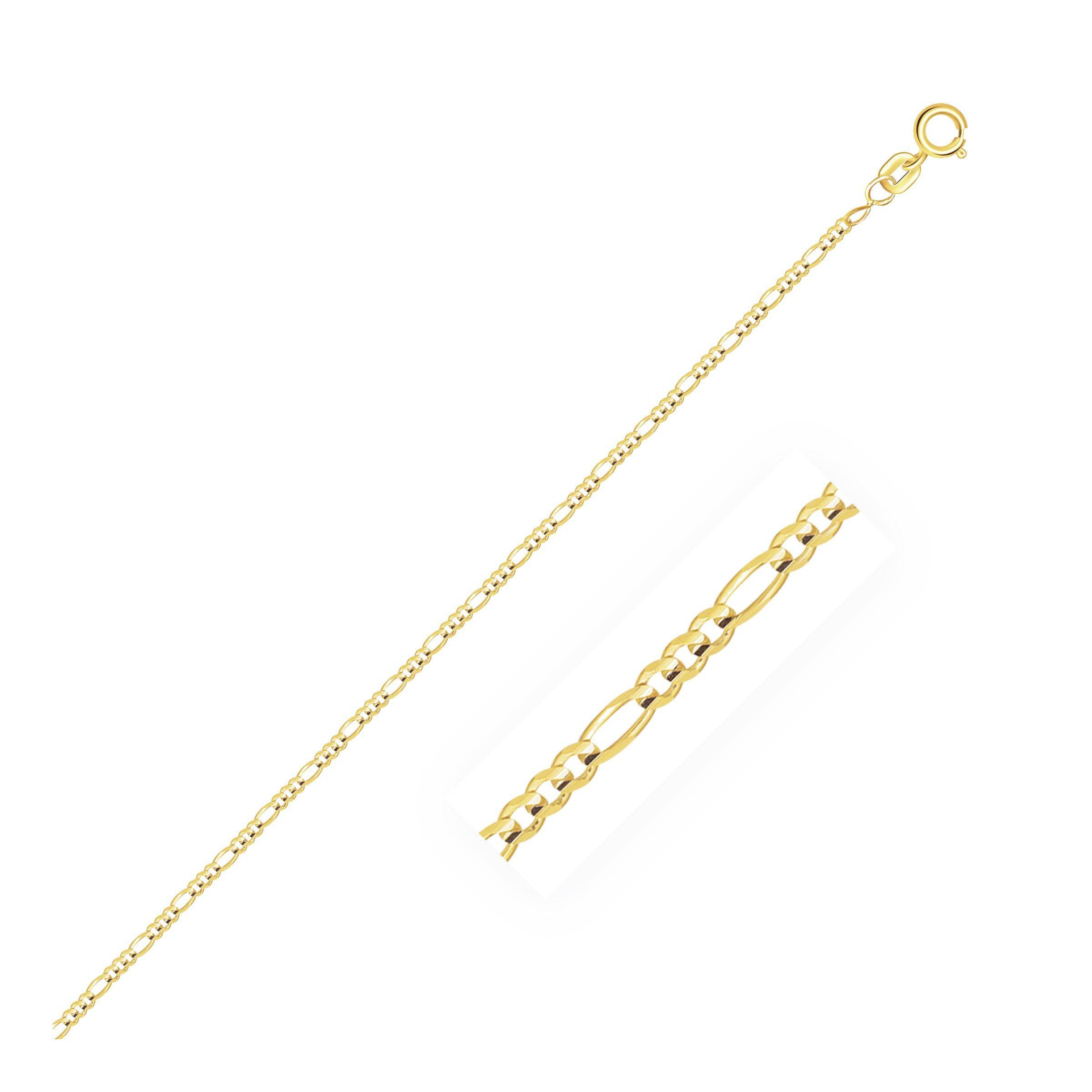 14k Yellow Gold Solid Figaro Chain (1.30 mm) - Forever in Harmony