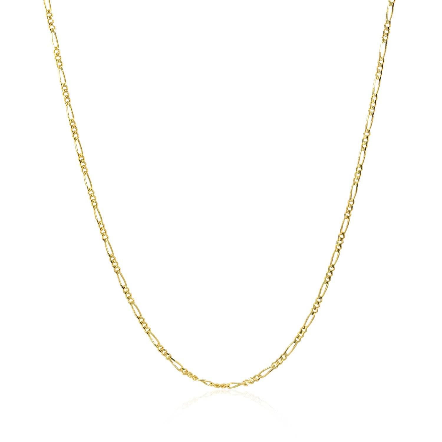 14k Yellow Gold Solid Figaro Chain (1.30 mm) - Forever in Harmony