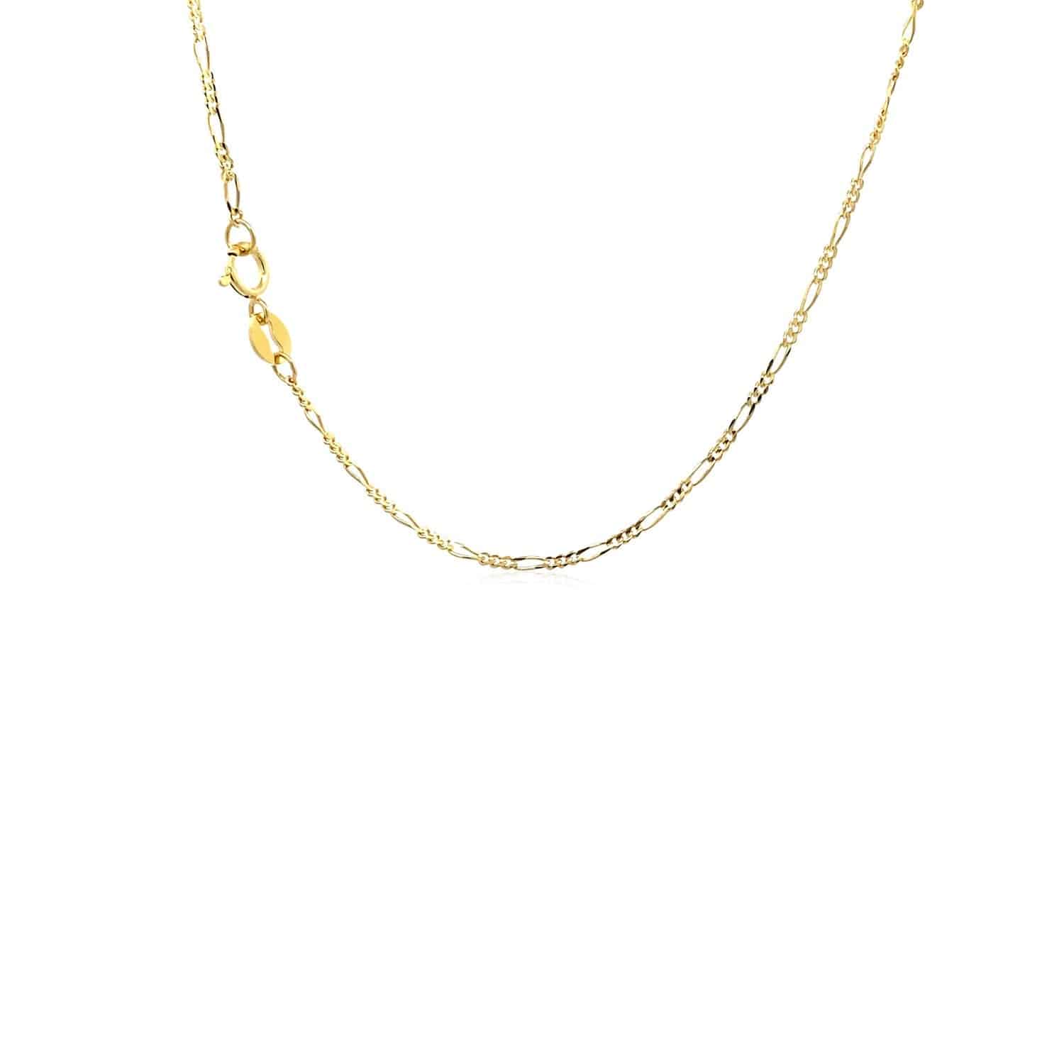 14k Yellow Gold Solid Figaro Chain (1.30 mm) - Forever in Harmony