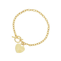 Toggle Bracelet with Heart Charm in 14k Yellow Gold (4.80 mm) | - Forever in Harmony