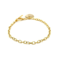 Toggle Bracelet with Heart Charm in 14k Yellow Gold (4.80 mm) | - Forever in Harmony