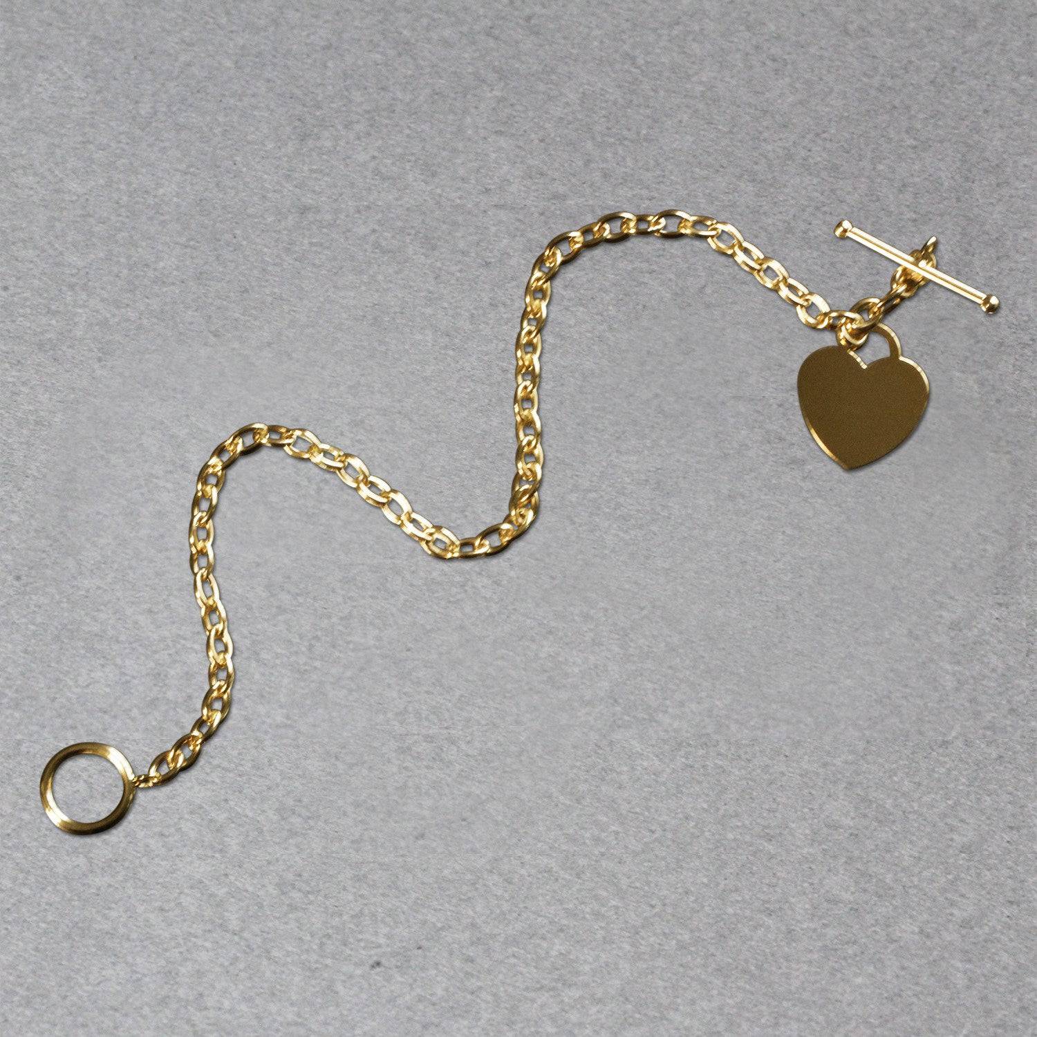 Toggle Bracelet with Heart Charm in 14k Yellow Gold (4.80 mm) | - Forever in Harmony