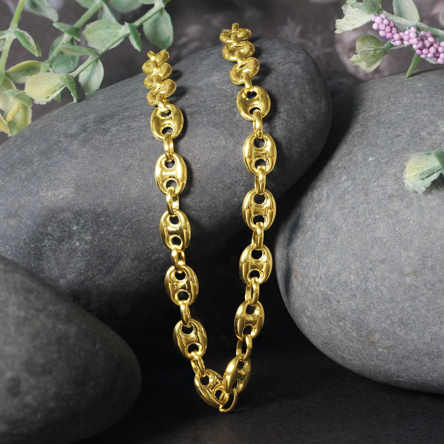 14k Yellow Gold Puffed Mariner Link Chain (6.80 mm) - Forever in Harmony