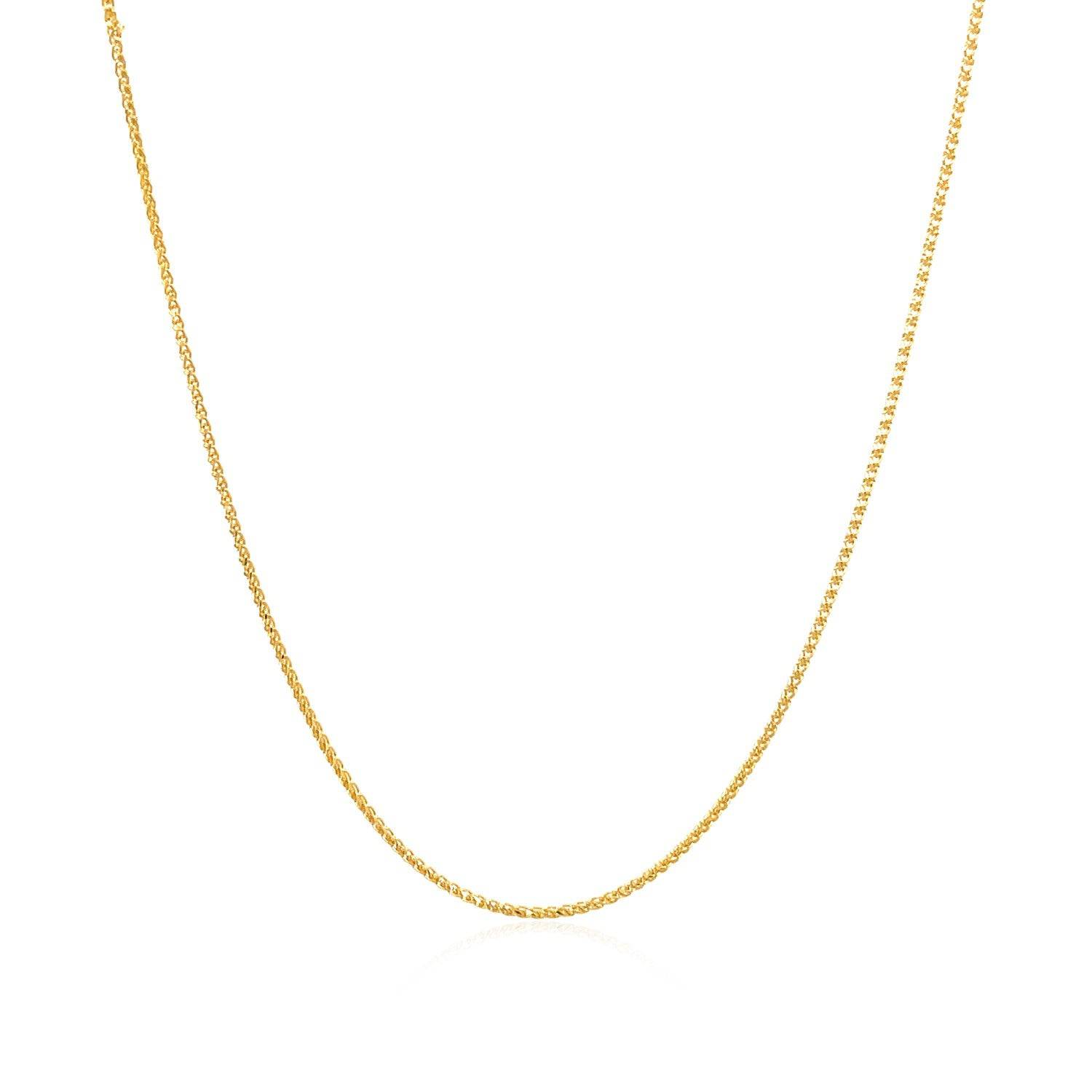 14k Yellow Gold Diamond Cut Round Wheat Chain (0.60 mm) - Forever in Harmony