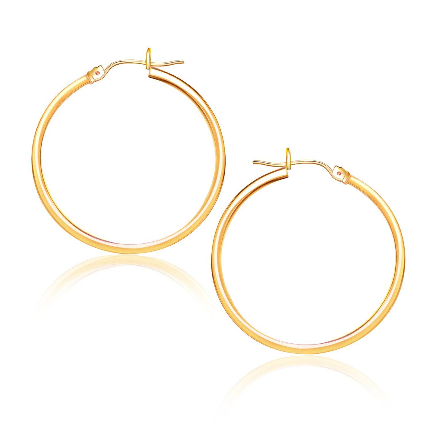 14k Yellow Gold Polished Hoop Earrings (1.5x25mm) - Forever in Harmony