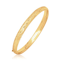 14k Yellow Gold Diamond Carved Bangle (6.00 mm) | - Forever in Harmony