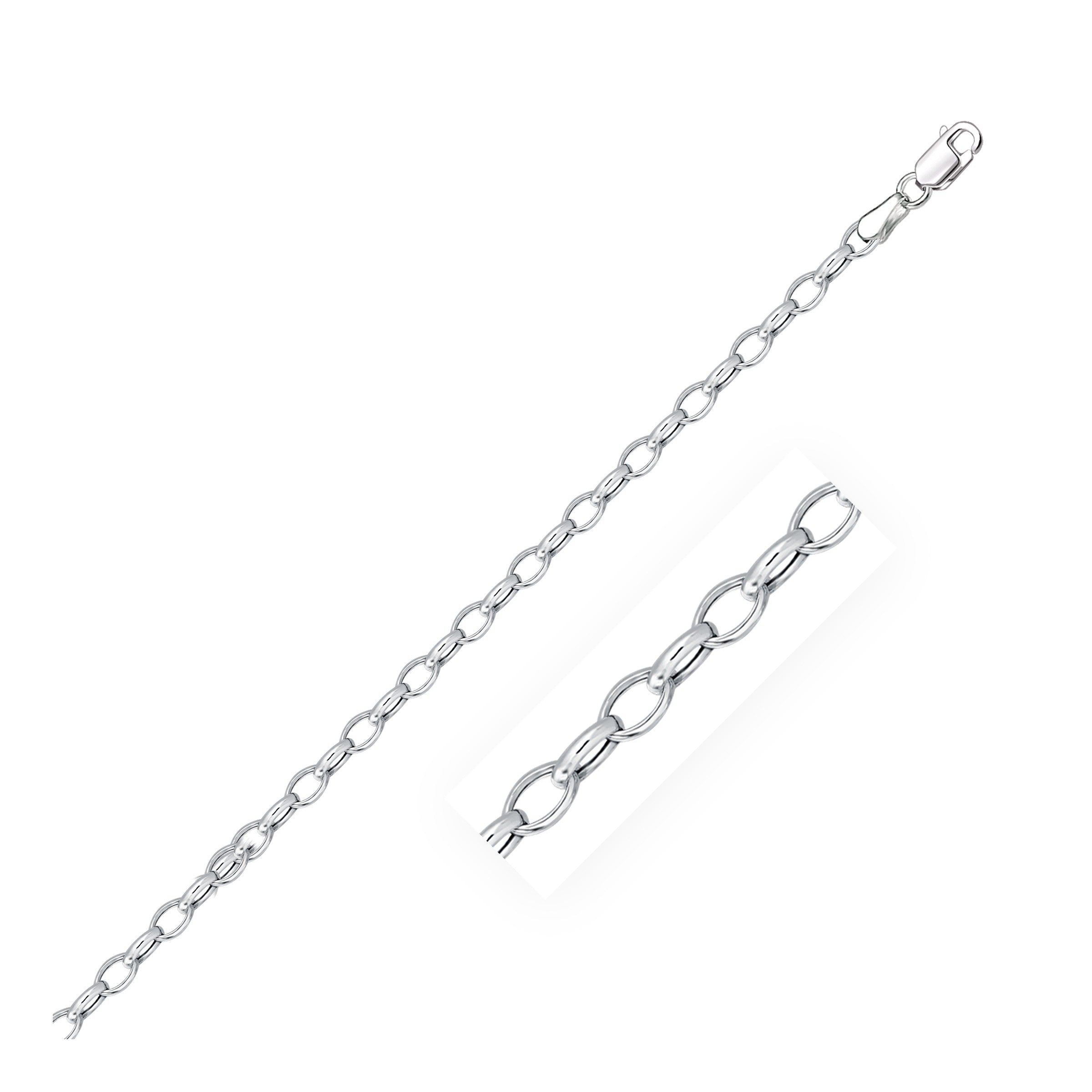 14k White Gold Oval Rolo Bracelet  (3.20 mm) |