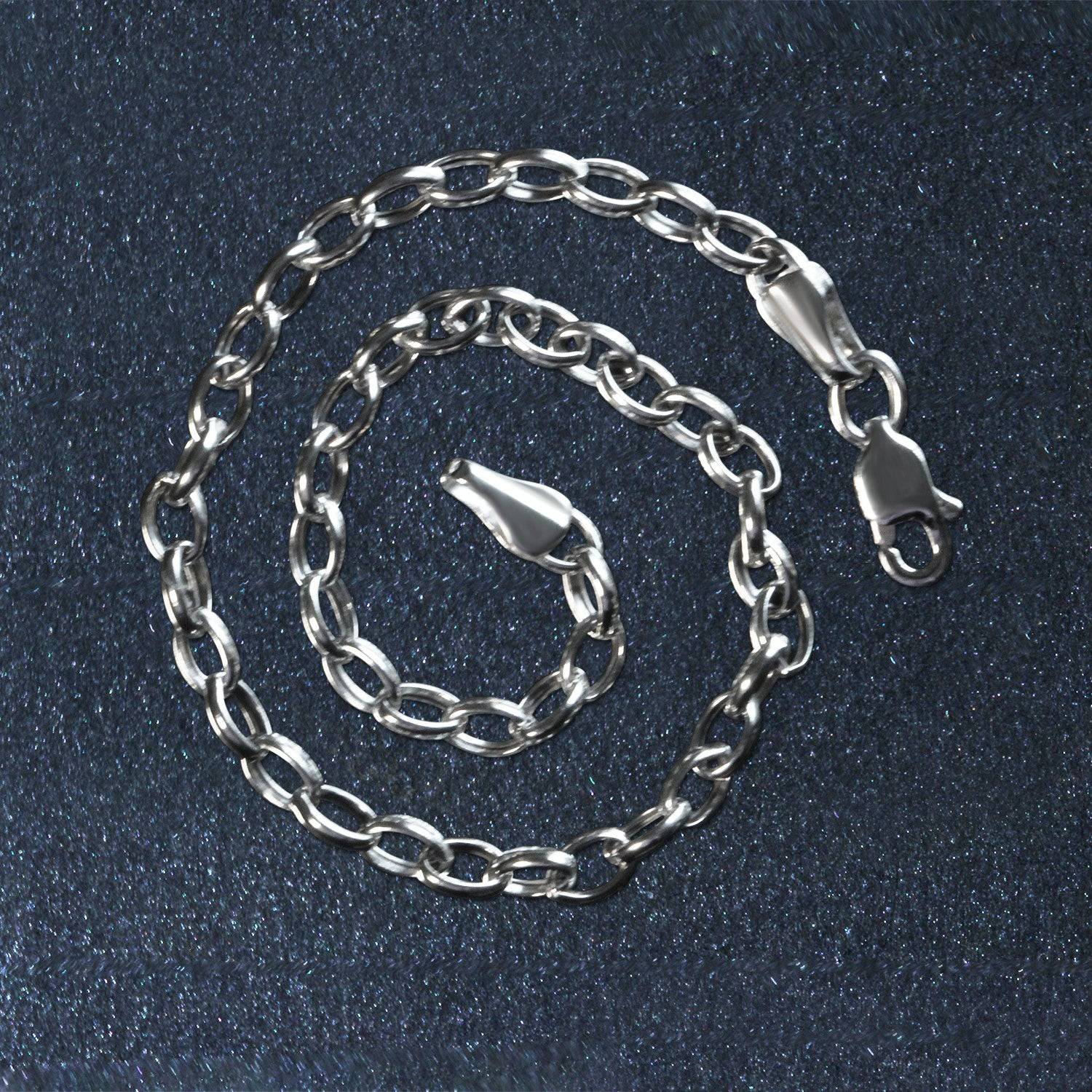 14k White Gold Oval Rolo Bracelet  (3.20 mm) | - Forever in Harmony