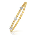 14k Two-Tone Gold Diamond Accent Station Basket Weave Bracelet (3.80 mm) | - Forever in Harmony